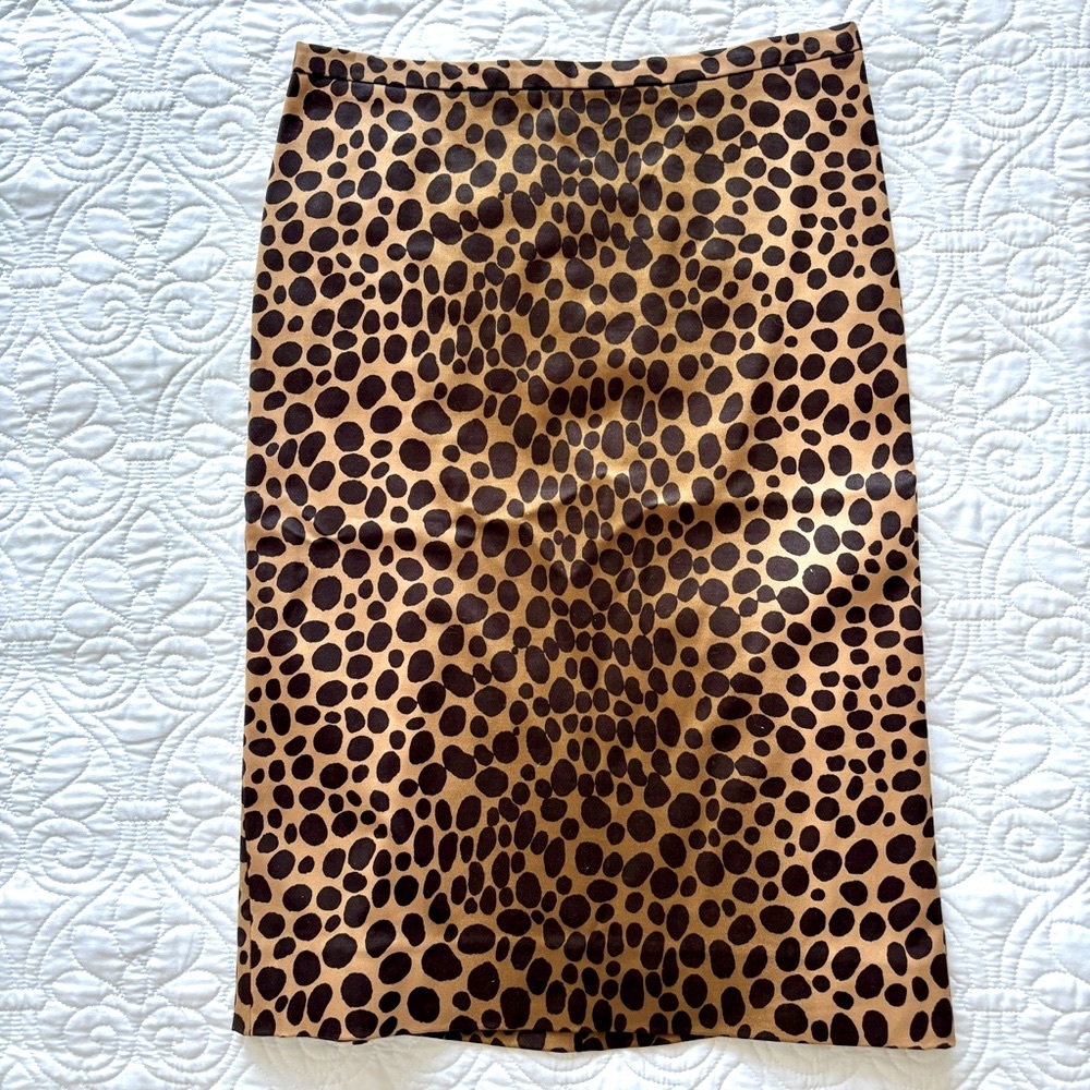 Moschino Leopard Print Pencil Fishtail Skirt in Brown and Tan/Khaki Size 6 US - Picture 1 of 8
